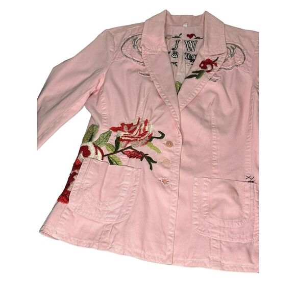 Johnny Was Blazer Jacket Womens M Pink  Floral Roses Embroidered JW Coat Medium - Picture 10 of 16